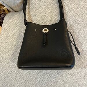 Kate Spade black small leather bucket bag.